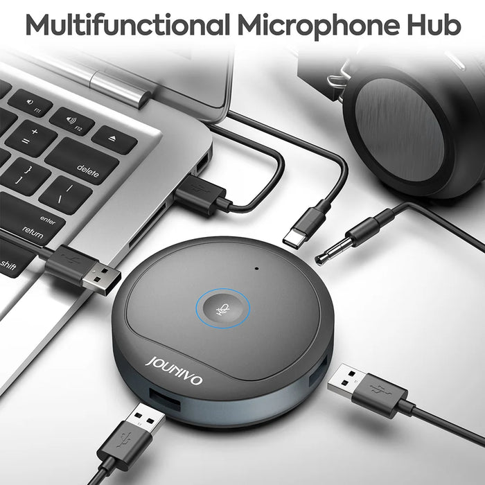 Conference Microphone with 5‑in‑1 USB Adapter — 360° Omnidirectional Condenser Mic for PC & Mac