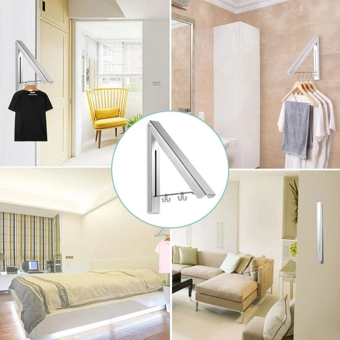 Folding Pull-Out Wall Hanger — Wall-Mounted Aluminium Clothes Airer
