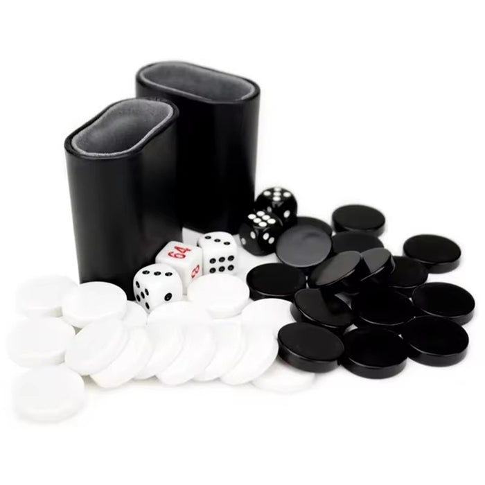 Classic Backgammon & Chess Set in Folding PU Leather Case – Portable Travel Game