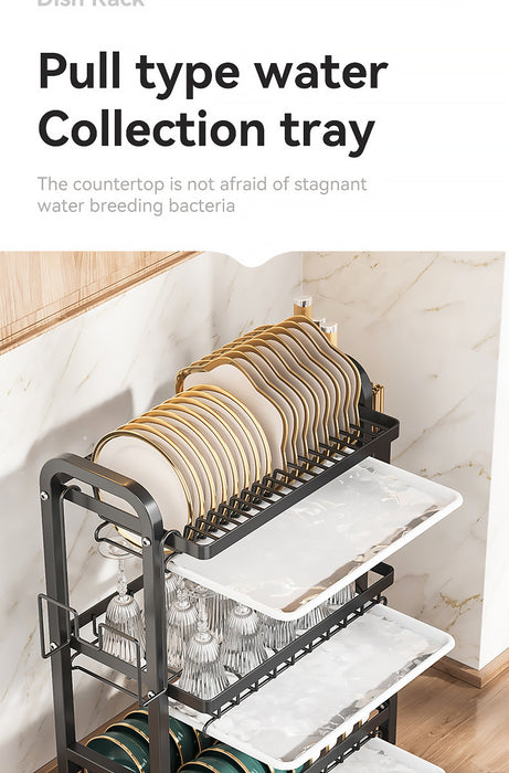 2/3-Tier Stainless Steel Dish Rack with Utensil Holder — Compact Rustproof Countertop Drainer