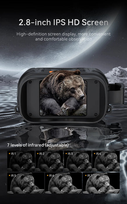 1080P Night Vision Binoculars 10x Digital — 800m Full-Dark IR, 2.8" Screen