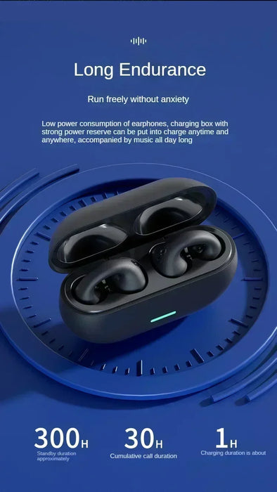 TWS Bluetooth 5.3 Clip-On Air-Conduction Earphones — ENC Calls & Gaming Mode