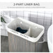 100L Collapsible Laundry Hamper with Lid & String Handles — 2-Section, Removable Lining, Grey