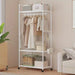 Clothing Storage Rack with Wheels, Hooks & Shelves — Freestanding Metal Organiser