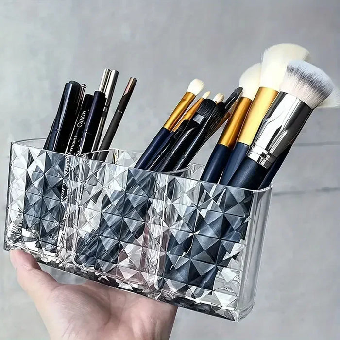 Clear Acrylic-Style Make-up Brush & Lipstick Organiser — Desk Cosmetic Holder