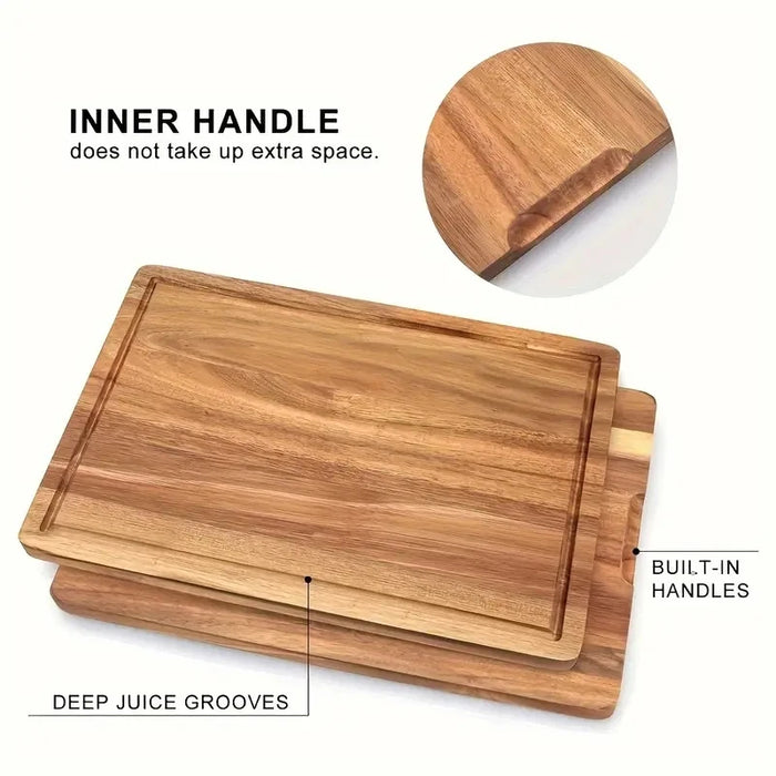 Beech Walnut Wooden Cutting Board - Rectangle Chopping & Butcher Block for Cheese & Meat