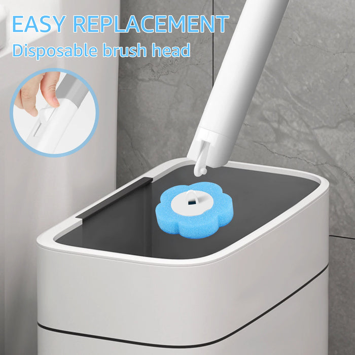 Disposable Toilet Brush Kit — Long Handle, Wall-mounted Holder, Replaceable Heads (24 / 72 pcs)