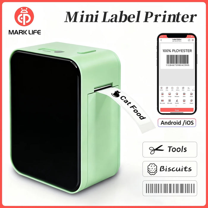 P15 Mini Portable Thermal Label Printer — Bluetooth, Inkless, Type-C Recharge