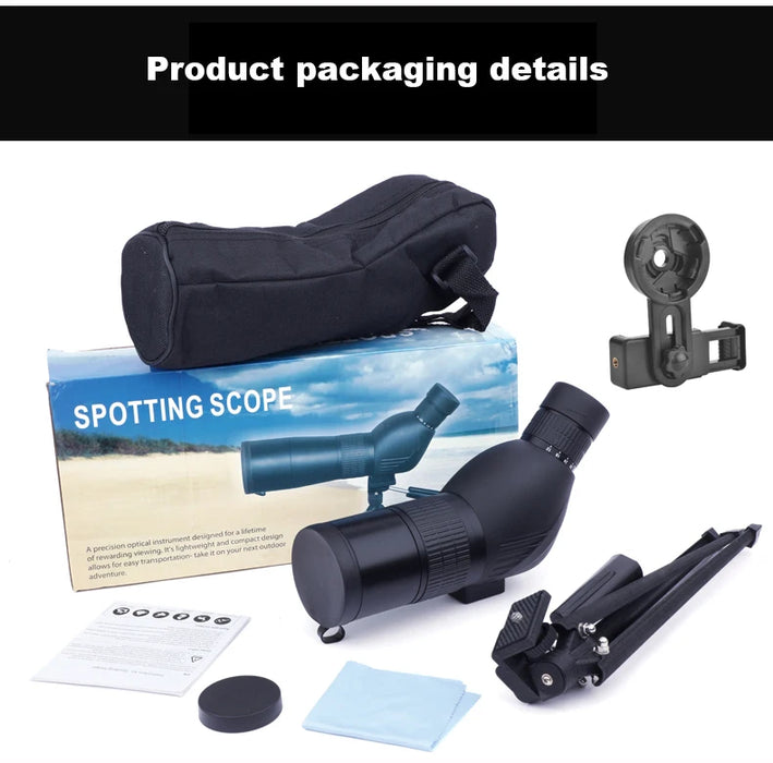 12–36x50 Spotting Scope Monocular — BAK4 Prism, FMC Coating, Waterproof