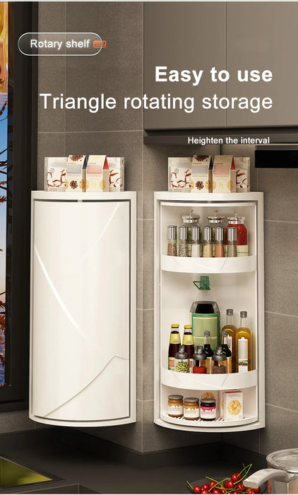Rotating Adjustable Multi‑Tier Kitchen Corner Shelf – PP Spice & Bottle Organiser