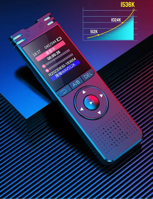 Pen Voice Recorder — 1.44in Colour Screen, Dual Mic, 500mAh, Up to 128GB