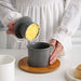 Ceramic Butter Cup with Lid — 350ml Sealed Butter Storage, Blue/Pink/White/Grey