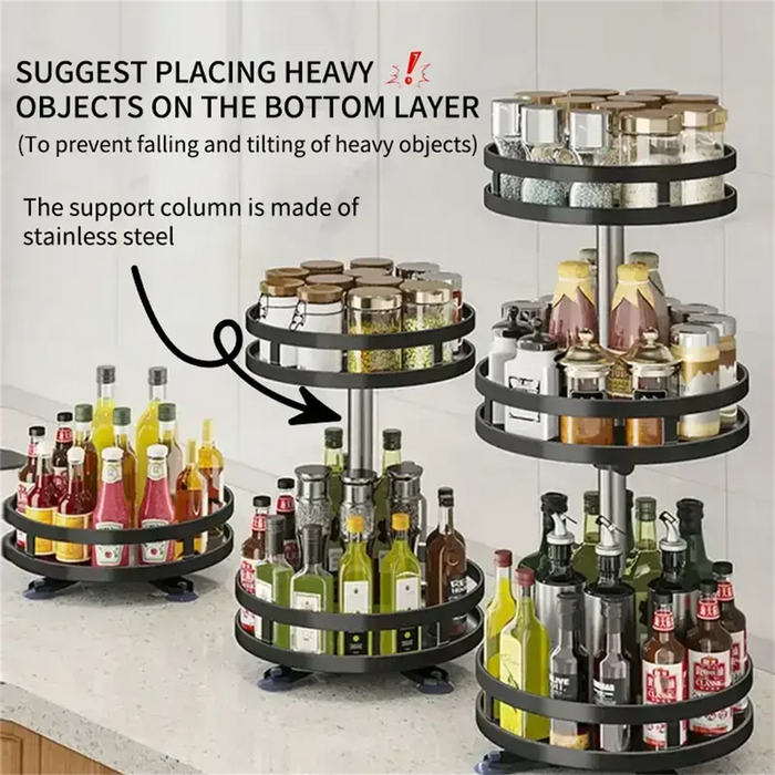 Rotating Kitchen Organiser — 360° Stainless Steel Turntable, 1/2/3-Tier (10-inch)