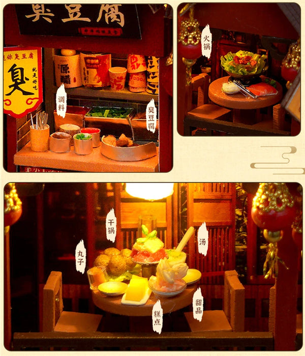 Retro Street-Food Book Nook DIY Wooden Miniature Kit — Shelf Insert