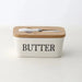 Ceramic Butter & Cheese Storage Box with Bamboo Lid and Knife — 14.8×8.5×6cm