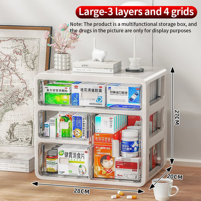 Large Capacity Medicine Organiser — Multi-layer Drawer Storage for Home