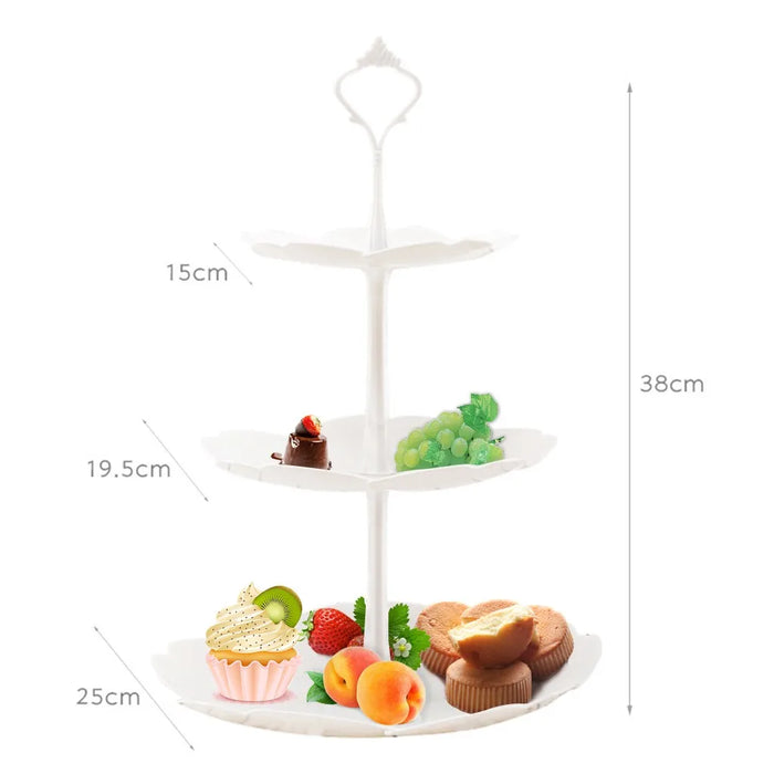 3-Tier White Cupcake & Cake Stand – Plastic Dessert Display Tower