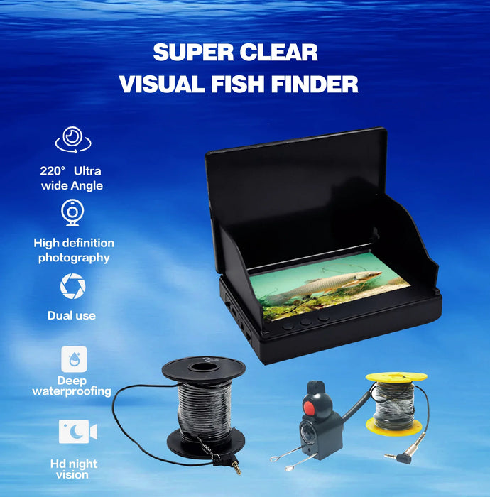 Portable 4.3in Fish Finder with 1080P Camera, 220° Wide Angle & Night Vision