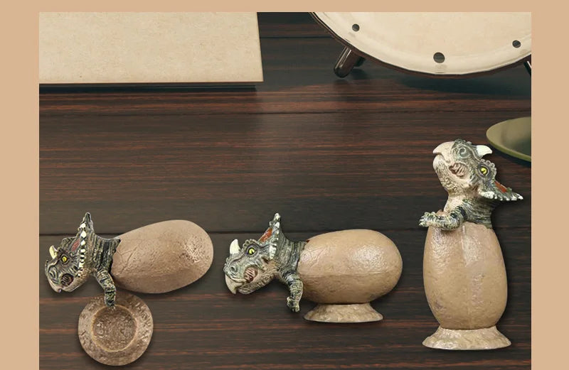 3PCS Hatching Dinosaur Eggs – T‑Rex, Triceratops & Raptor PVC Model Set