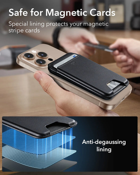 Vegan Leather MagSafe Wallet with Adjustable Stand — 5-Card Holder for iPhone 12–16