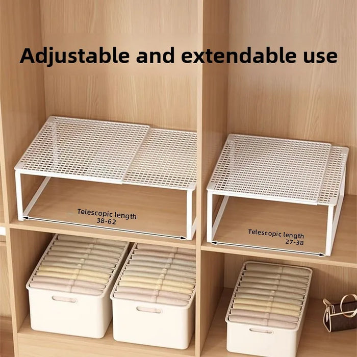 Adjustable Wardrobe Layered Shelves — Retractable Storage Rack for Closet, Cabinet and Shoe Organisation