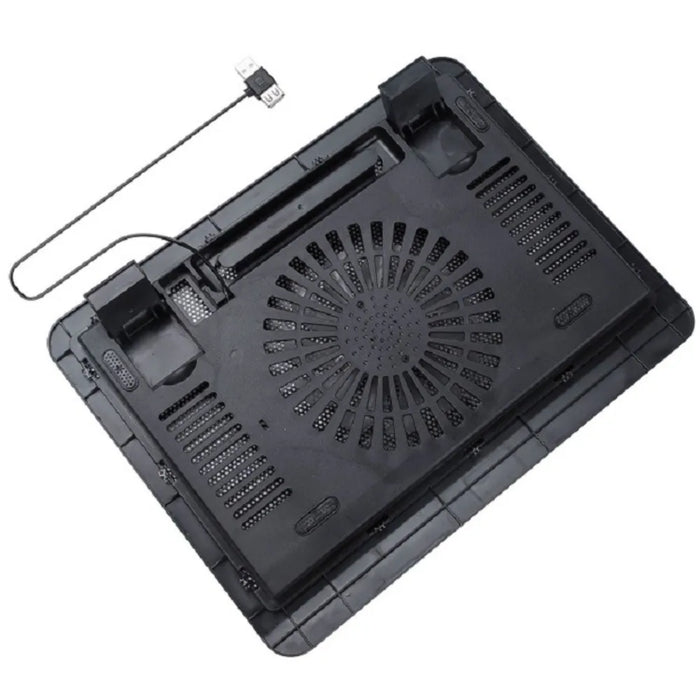 Adjustable Metal Mesh Laptop Cooling Pad with USB and LED Light — Black