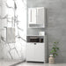 Double‑Door Wall‑Mounted Mirror Cabinet with Open Shelves, 56 x 13 x 58cm, White