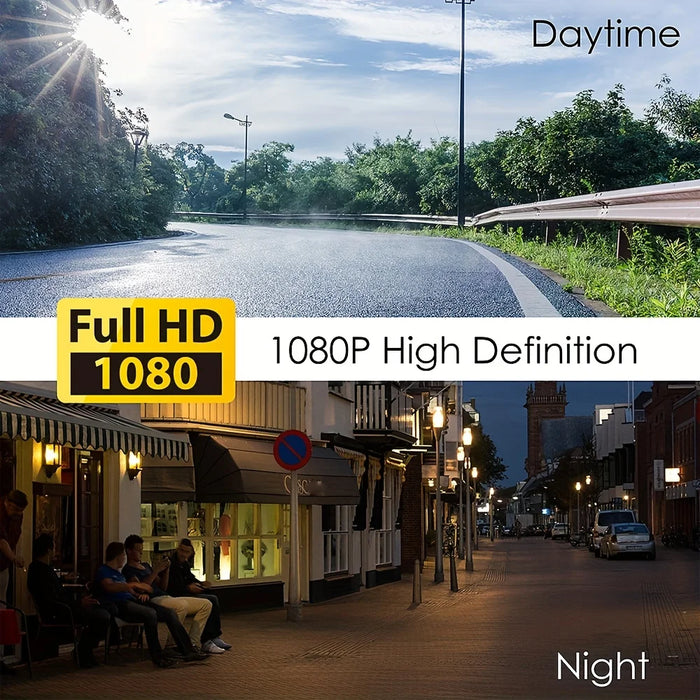 1080p Dual‑Lens Dash Cam with Wi‑Fi — Front & Cabin, Night Vision, Loop Recording