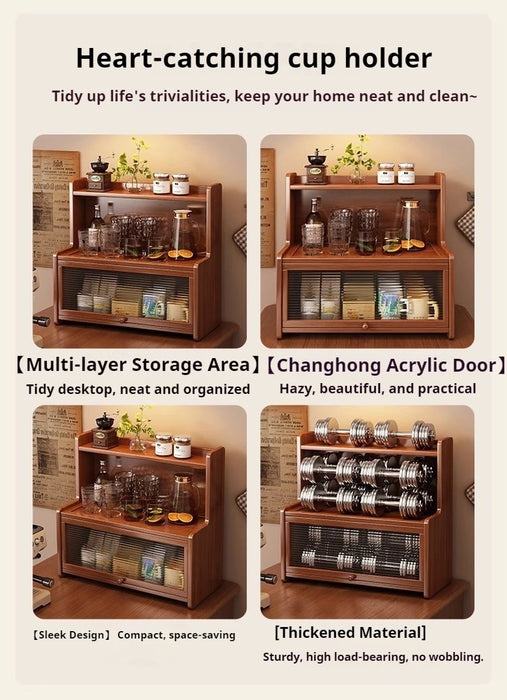 Bamboo 3-Tier Cup & Glass Organiser Shelf – Countertop Storage for Mugs & Small Spaces