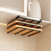Under-Cupboard Steel Kitchen Rack with Hooks — Paper Towel, Cutting Board & Lid Holder