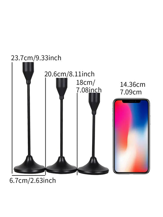 3-Piece European-Style Metal Candlestick Set – Wedding & Table Holders