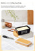 Ceramic Butter & Cheese Storage Box with Bamboo Lid and Knife — 14.8×8.5×6cm