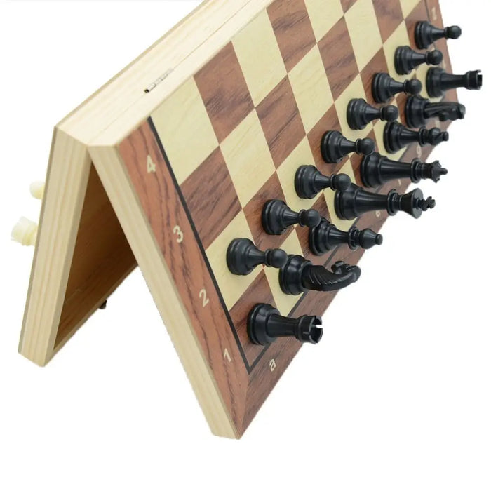 Solid Wooden Magnetic Foldable International Chess Set — Educational Game