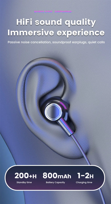 Neckband Earphones G07 — Bluetooth 5.1, ANC, LED Display, Waterproof