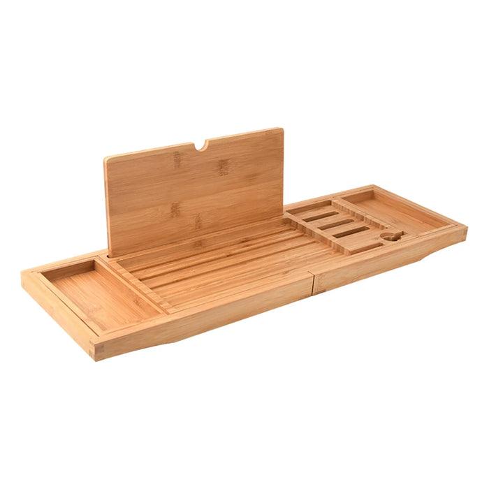 Expandable Luxury Wooden Bathtub Caddy Tray — 60–87cm Adjustable Soap & Tablet Holder