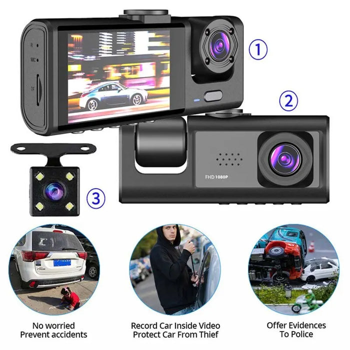 1080P Dual Dash Cam — Front and Interior with IR Night Vision
