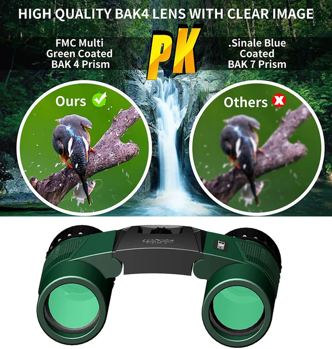 10x25 Compact Folding Binoculars — Lightweight Pocket Travel Binoculars for Adults & Kids