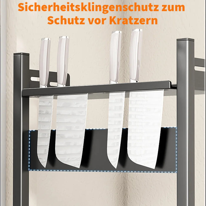 3-Tier Carbon Steel Kitchen Storage Rack for Spices & Utensils