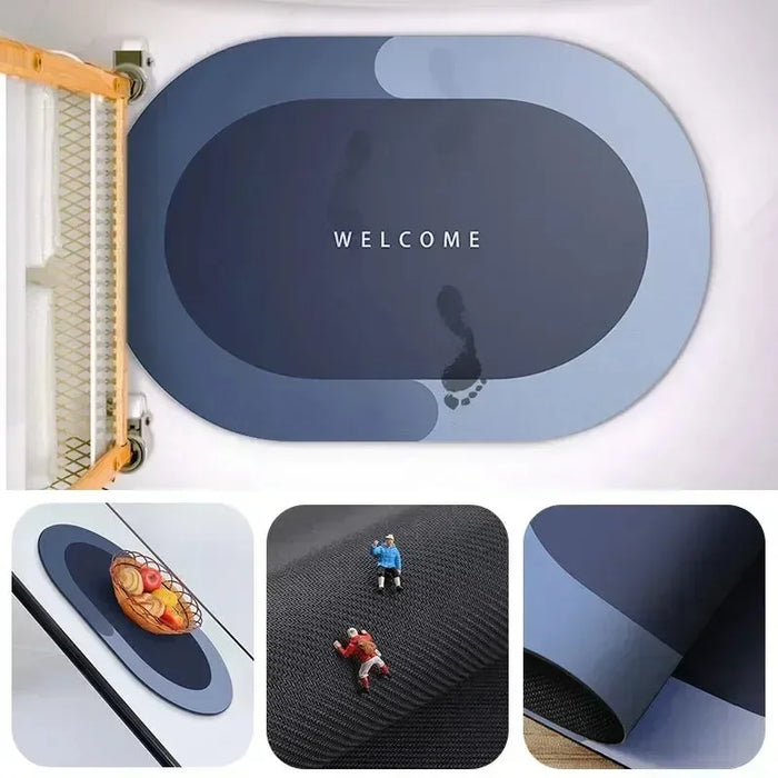 Super-Absorbent Coral Velvet Bath Mat, Non-Slip Quick-Dry Floor Rug 40 x 60 cm