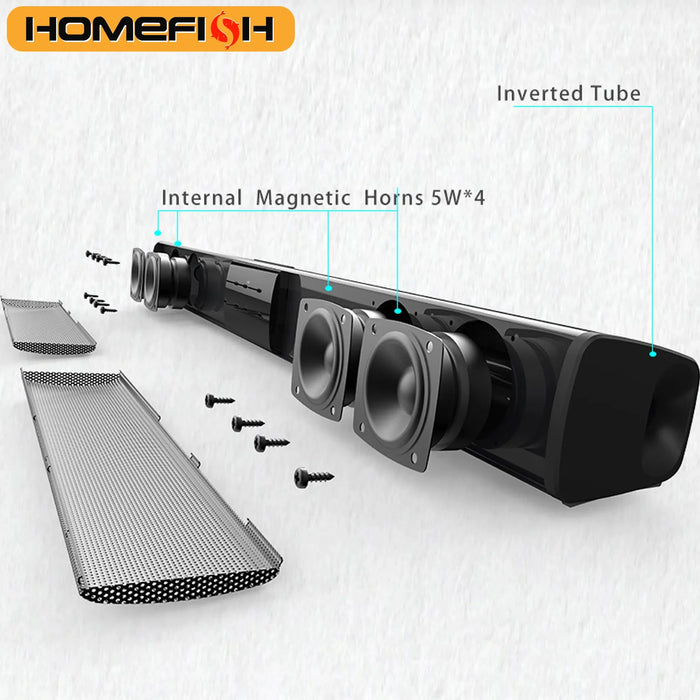 BS-28B 20W Bluetooth Soundbar for TV & PC — RCA/USB/TF/AUX with Remote