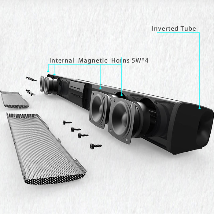 BS-28B 20W Bluetooth Soundbar for TV & PC — RCA/USB/TF/AUX with Remote
