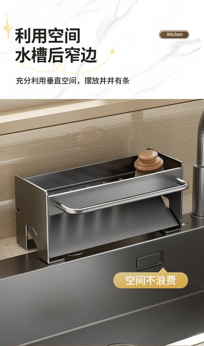 Kitchen Sink Stand & Sponge Holder – Metal Dish Drainer Organiser (Grey/White/Black)