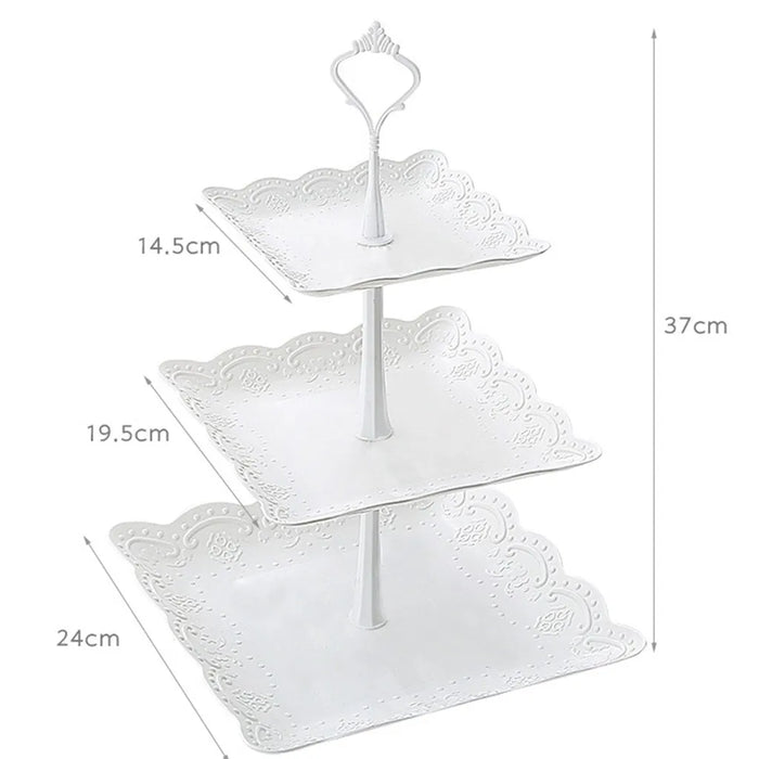 3-Tier White Cupcake & Cake Stand – Plastic Dessert Display Tower