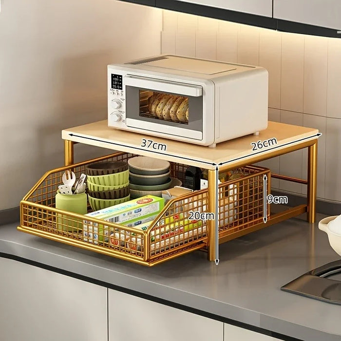 Multi-Purpose Coffee Station Organiser with Drawer & Shelves for Capsules, Cups and Snacks