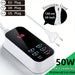 50W 6-Port USB Charger (5x USB-A + 1x USB-C) with PD, QC3.0 and LED Display