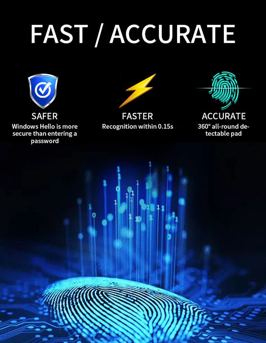 Mini Fingerprint Reader for Windows Hello – USB / Type‑C Biometric Scanner for PC & Laptop
