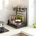 Metal Pull-Out Under-Sink Organiser with Sliding Shelf — Kitchen Storage (White/Black)