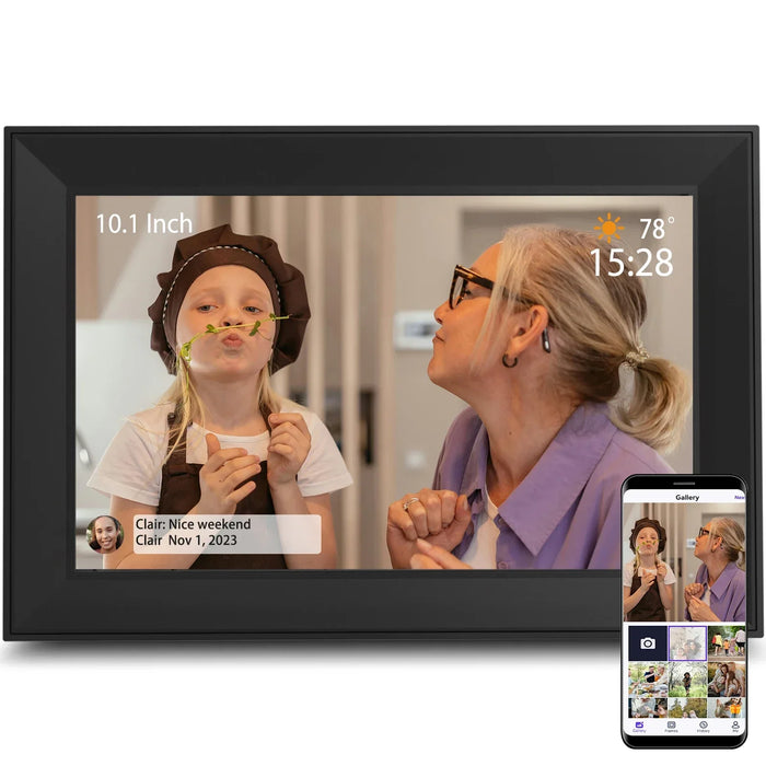 10.1in Wi‑Fi Digital Photo Frame — 1280×800 IPS Touchscreen, 16GB, Auto‑rotate