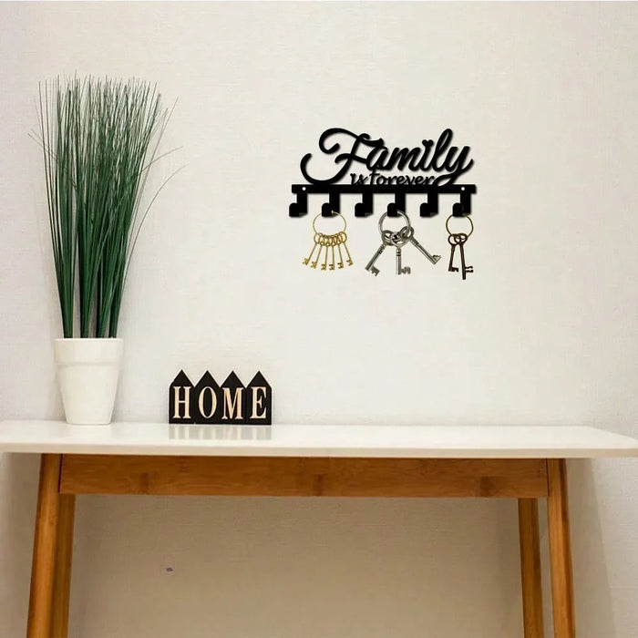 Black Iron 'Family' Wall Key Holder — Wall-Mounted Hook & Hat Rack