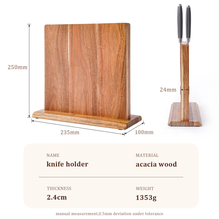 Acacia Wood Magnetic Knife Block – Kitchen Knife Holder with Strong Magnets